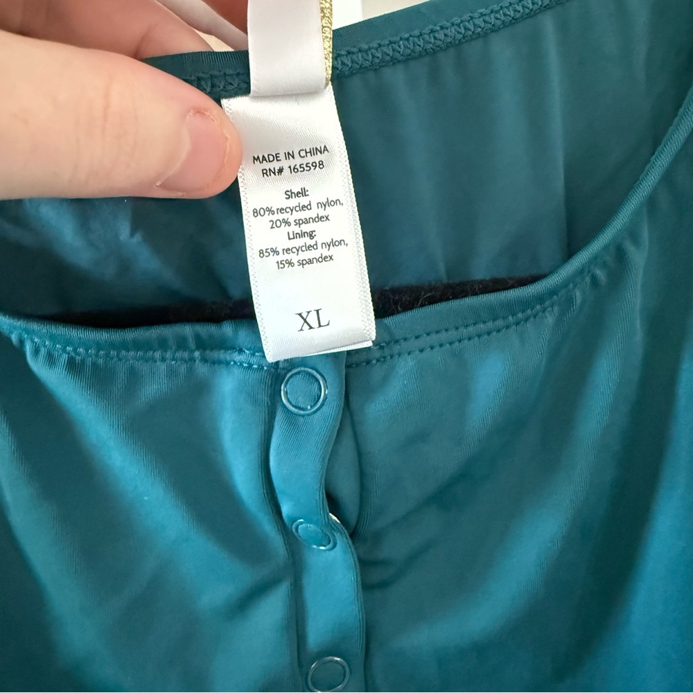 Mindy x Andie Teal Snap Front High Neck One Piece Swimsuit (XL) - Picture 4 of 6